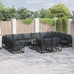 vidaXL Ensemble de canapé de jardin avec coussin 12 Pièces Noir Aluminium