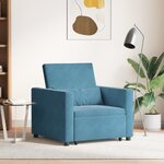 vidaXL Fauteuil Convertible bleu velours 3-en-1