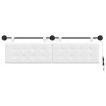 vidaXL Tête de lit suspendue Avec lumière LED Blanc Tissu