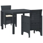 vidaXL Ensemble de salle à manger de jardin 3 pièces avec coussins en rotin poly anthracite