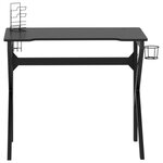 Bureau table poste de travail meuble d'ordinateur informatique étude de jeu avec pieds en forme de K 90 x 60 x 75 cm noir 02_0023770