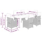 vidaXL Ensemble à manger de jardin et coussins 7 Pièces gris rotin