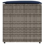 vidaXL Coffre de rangement Gris et bleu marine Coussins en ratán et en tissu