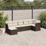 vidaXL Salon de jardin avec coussins 7 Pièces marron résine tressée