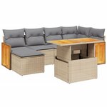 vidaXL Salon de jardin avec coussins 7 Pièces beige résine tressée