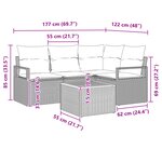 Ensemble de Canapé de Jardin 5 Pièces avec Coussins Beige Poly Rotin Acacia vidaXL