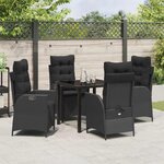 vidaXL Ensemble de salle à manger pour jardin 5 Pièces Noir polyrotin