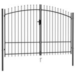 vidaXL Portillon double porte avec dessus à pointe Acier 3x2 m Noir