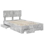 vidaXL Cadre de lit Gris béton 120 x 190 cm Bois d'ingénierie