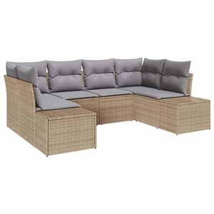 vidaXL Ensemble de canapé de jardin avec coussin 6 Pièces Beige polyrotin