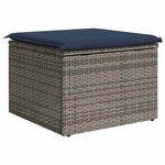vidaXL Tabouret de jardin avec coussin gris 55x55x37 cm résine tressée