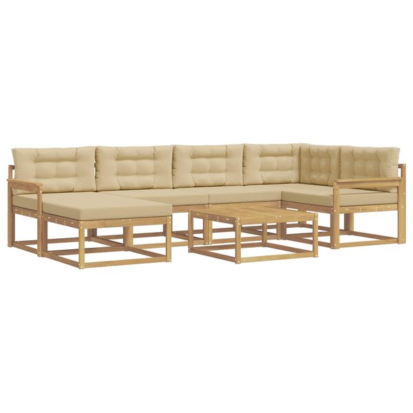vidaXL Ensemble de canapés d'extérieur 7 pc Blanc et Beige