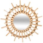 Lot de 3 miroirs en forme de soleil - Rotin - Beige naturel - D28 x 3 cm