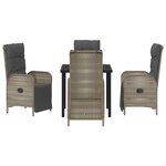 vidaXL Ensemble de salle à manger de jardin 5 pièces avec coussins gris poly rattan