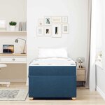 vidaXL Cadre de lit avec matelas Bleu 90 x 190 cm tissu