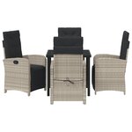 Ensemble de salle à manger de jardin vidaXL 5 pièces avec coussins Gris clair en poly rattan