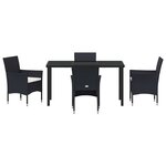 vidaXL Ensemble de salle à manger pour jardin 5 Pièces Noir Poly rotin