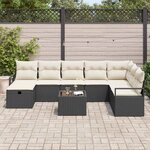 vidaXL Ensemble de canapé de jardin avec coussin 9 Pièces Noir et crème