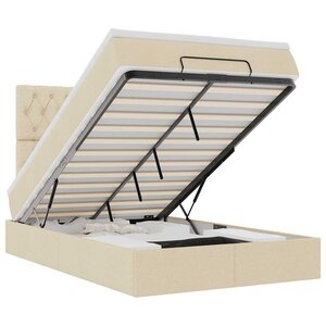 vidaXL Cadre de lit ottoman avec matelas crème 120x190 cm tissu