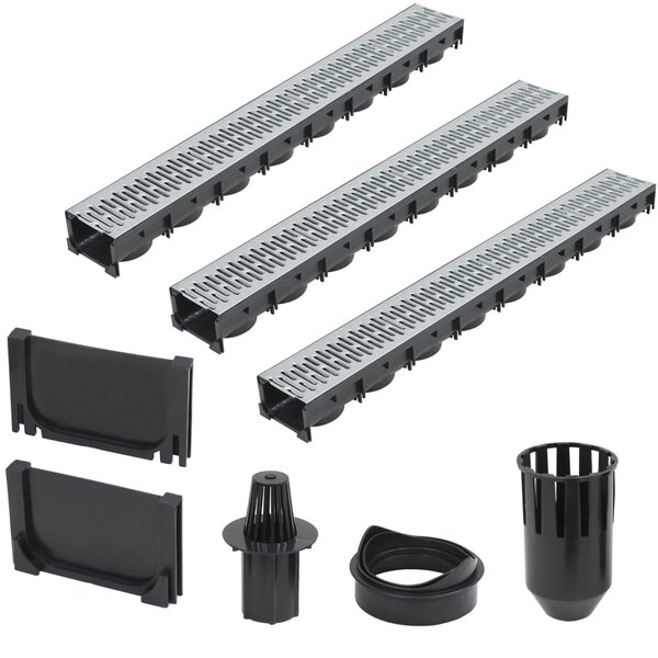 vidaXL Caniveau de drainage 3 Pièces Acier galvanisé 3 m