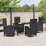 vidaXL Ensemble de salle à manger pour jardin 5 Pièces Noir Poly rotin