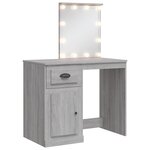 vidaXL Coiffeuse avec lumières LED sonoma gris 90x42x132 5 cm