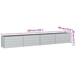 vidaXL Lit surélevé de jardin 320x40x45 cm Acier galvanisé Argenté