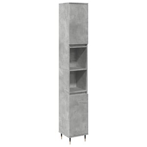 vidaXL Armoire de salle de bain gris béton 30x30x190 cm