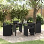 vidaXL Ensemble de salle à manger de jardin 5 pièces avec coussins Noir Rattan poly