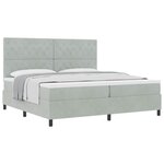 vidaXL Lit à ressorts avec matelas Gris clair 200 x 200 cm Velours