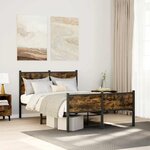 vidaXL Cadre de lit en métal sans matelas chêne fumé 120x200 cm