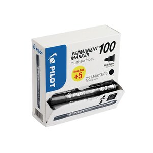 Marqueur permanent multi-surfaces à pointe ogive fine 1 mm,  Noir - Pack promo : Lot de 15 marqueurs + 5 OFFERTS (paquet 20 unités)