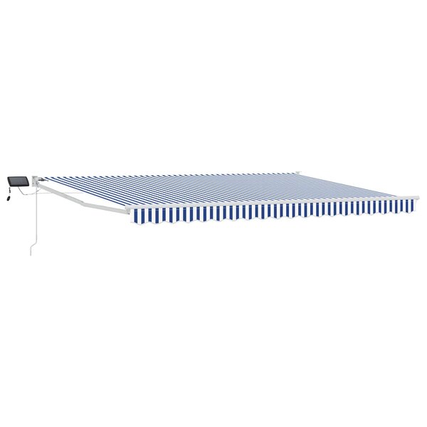 vidaXL Store rétractable manuel avec LEDs Bleu et Blanc 4 × 3 m