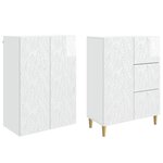 vidaXL 2 Pièces Blanc brillant