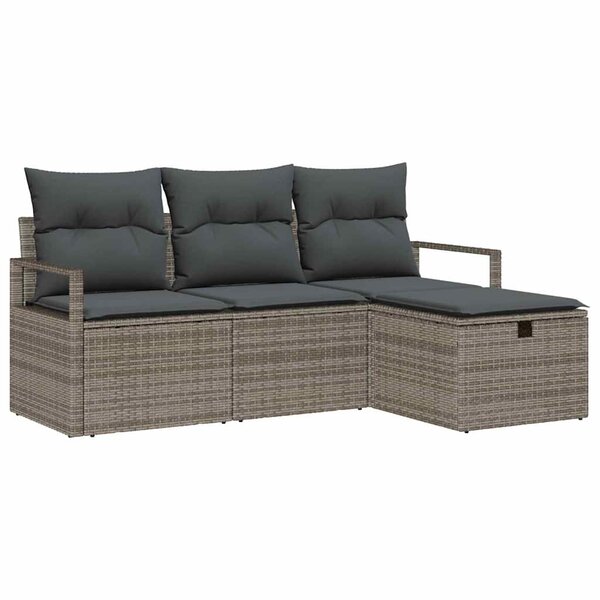 vidaXL Ensemble de canapé de jardin 4 Pièces Gris 175 x 117 x 85 cm