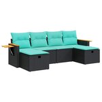 vidaXL Salon de jardin 6 Pièces avec coussins noir résine tressée
