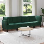 vidaXL Ensemble de meubles pour le salon 4 Pièces Vert foncé Velours