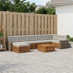 vidaXL Ensemble de canapés d'extérieur 8 Pièces Naturel et gris clair