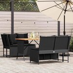 vidaXL Salon de jardin 3 Pièces avec coussins noir résine tressée
