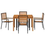 Ensemble de salle à manger de jardin 5 pièces vidaXL en polyéthylène noir et acacia