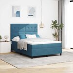 vidaXL Lit à ressort LED avec matelas Bleu foncé 160 x 200 cm Velours