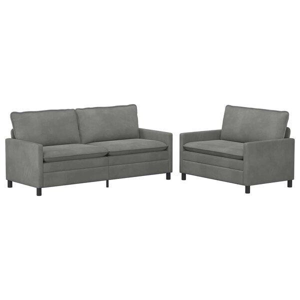 vidaXL Ensemble de Canapés 2 Pièces Gris foncé Velours
