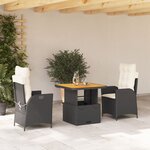 vidaXL Ensemble à manger de jardin avec coussins 3 Pièces Noir