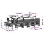 vidaXL Ensemble à manger de jardin et coussins 13 Pièces beige