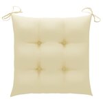 vidaXL Chaises de jardin lot de 2 et coussins blanc crème Bois de teck