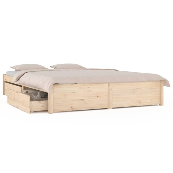 vidaXL Cadre de lit avec tiroirs 120x190 cm Petit double