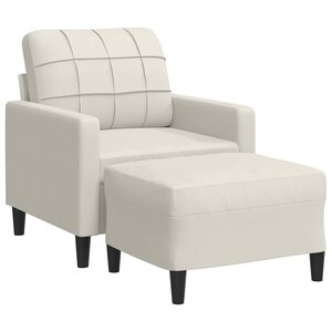 vidaXL Fauteuil avec repose-pied Crème 60 cm Velours