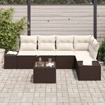 vidaXL Ensemble de canapé de jardin avec coussin 6 Pièces Marron et Crème