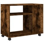 vidaXL Table d'appoint avec roues chêne fumé bois d'ingénierie