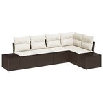 vidaXL Ensemble de canapé de jardin avec coussin 5 Pièces Marron  Crème